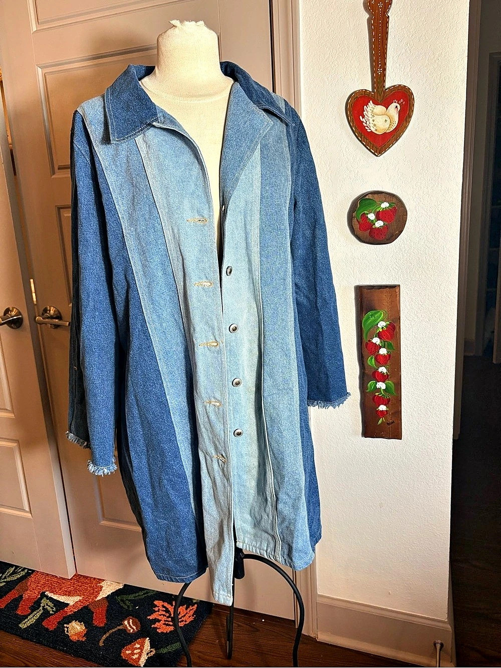 Vintage Color Block Patchwork Denim Jacket Size 1X